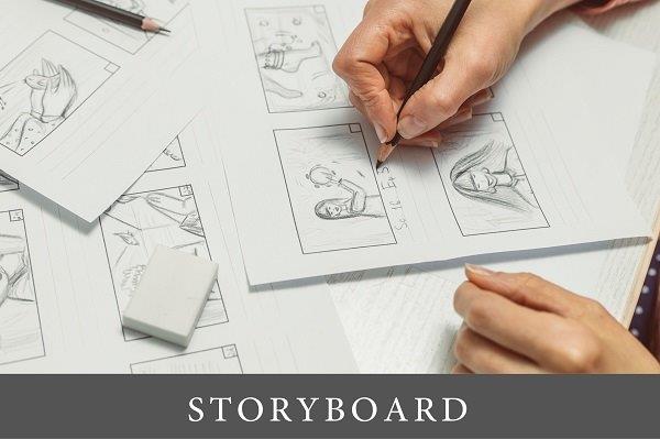 ruke dizajnera koje crtaju skicu za storyboard