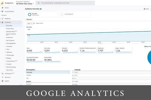 screenshot from Google Analytics